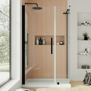Ove Decors Pasadena 48 in. L x 32 in. W x 72 in. H Corner Shower Kit Pivot Frameless Shower Door \u0026 Shower Pan in Oil Rubbed Bronze